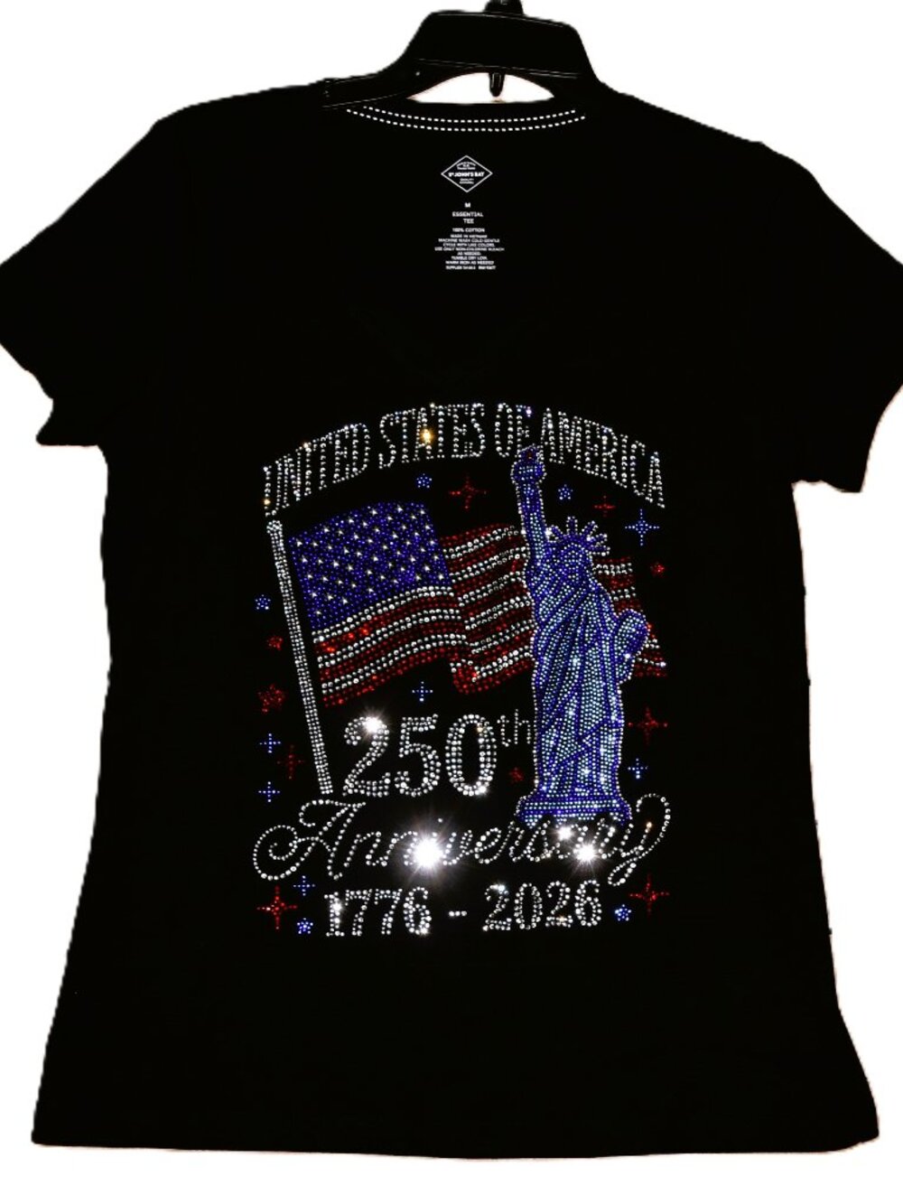 America's 250th Birthday 4th of July rhinestone shirt sz XS S M L XL XXL 1X 2…